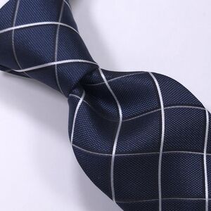ALFANI Men's Navy Blue Irvin Grid Check Pattern Tie - MSRP $55 - NWT